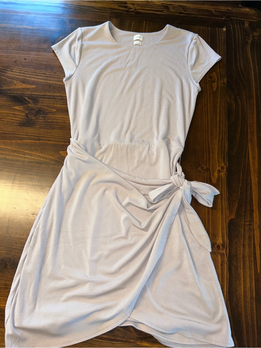 Aritzia Wilfred Light Purple Wrap Dress Tie Waist Stretch Knee Length Size Large